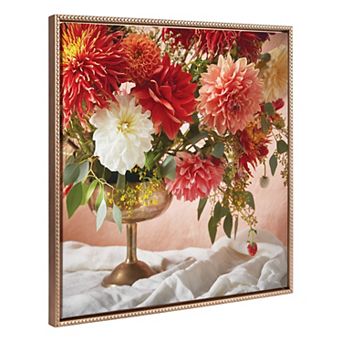Sylvie Beaded Floral Study Rust Framed Canvas by Emiko and Mark Franzen of F2Images