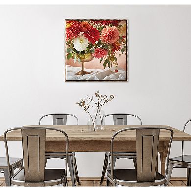 Sylvie Beaded Floral Study Rust Framed Canvas by Emiko and Mark Franzen of F2Images