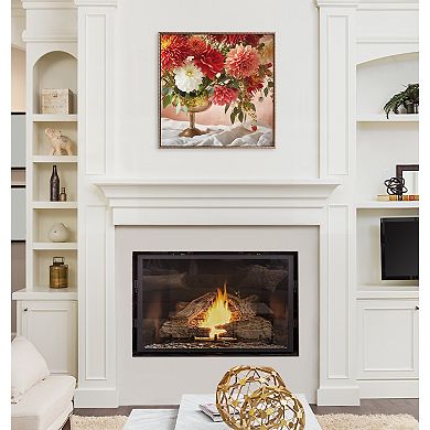 Sylvie Beaded Floral Study Rust Framed Canvas by Emiko and Mark Franzen of F2Images