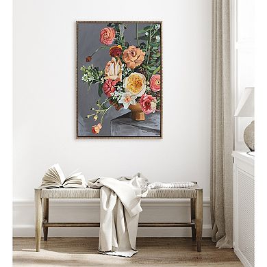 Sylvie Beaded Floral Emergence Framed Canvas by Mackenzie Nelson