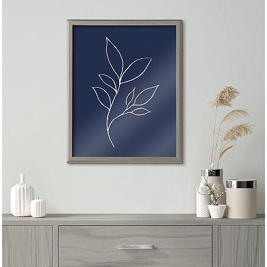 Blake Modern Blue Botanical Line Sketch Print 3 Framed Printed Glass by The Creative Bunch Studio