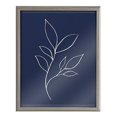 Blake Modern Blue Botanical Line Sketch Print 3 Framed Printed Glass by The Creative Bunch Studio