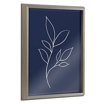 Blake Modern Blue Botanical Line Sketch Print 3 Framed Printed Glass by The Creative Bunch Studio