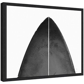Sylvie Abstract Minimalist Coastal Black Surfboard Framed Canvas by Saint and Sailor Studios