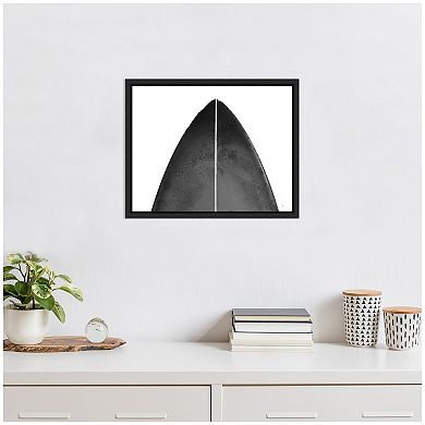 Sylvie Abstract Minimalist Coastal Black Surfboard Framed Canvas by Saint and Sailor Studios