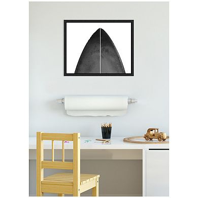 Sylvie Abstract Minimalist Coastal Black Surfboard Framed Canvas by Saint and Sailor Studios