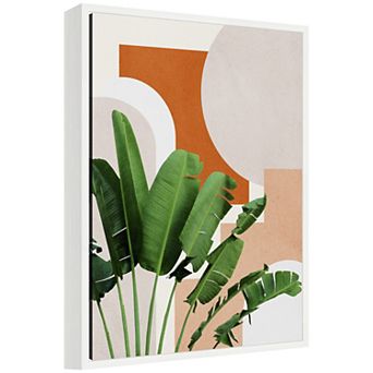 Sylvie Abstract Botanical 1 Leaves Framed Canvas by July Art Prints