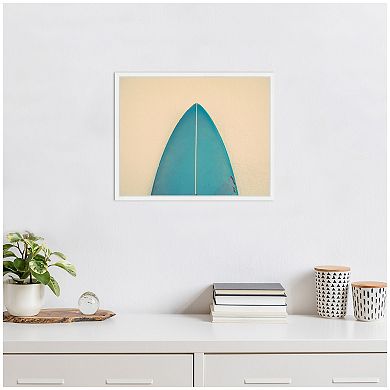 Sylvie Abstract Minimalist Coastal Teal Surfboard Framed Canvas by Saint and Sailor Studios