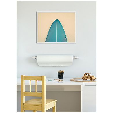 Sylvie Abstract Minimalist Coastal Teal Surfboard Framed Canvas by Saint and Sailor Studios