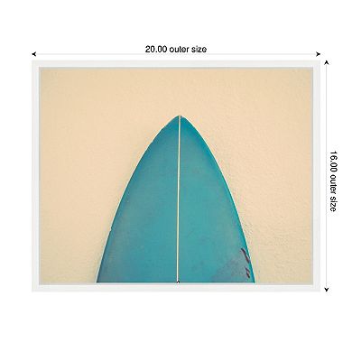 Sylvie Abstract Minimalist Coastal Teal Surfboard Framed Canvas by Saint and Sailor Studios