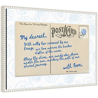 Sylvie Beach Love Letter Blue Framed Canvas by Honey Island Studio