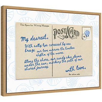 Sylvie Beach Love Letter Blue Framed Canvas by Honey Island Studio