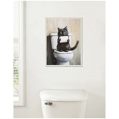 Sylvie Black Cat Bathroom Art Framed Canvas by The Creative Bunch Studio