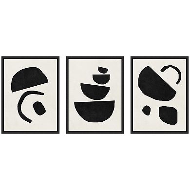 Sylvie Black Geometric Abstracts Framed Canvas Art Set by July Art Prints