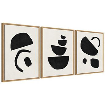 Sylvie Black Geometric Abstracts Framed Canvas Art Set by July Art Prints
