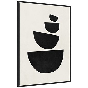 Sylvie Black Geometric Abstract 1 Framed Canvas by July Art Prints