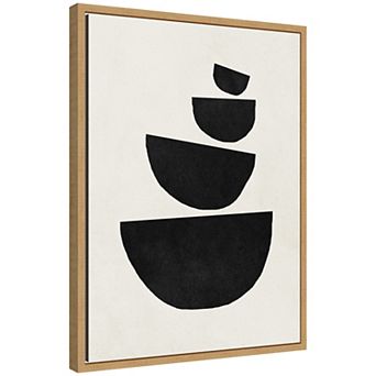 Sylvie Black Geometric Abstract 1 Framed Canvas by July Art Prints