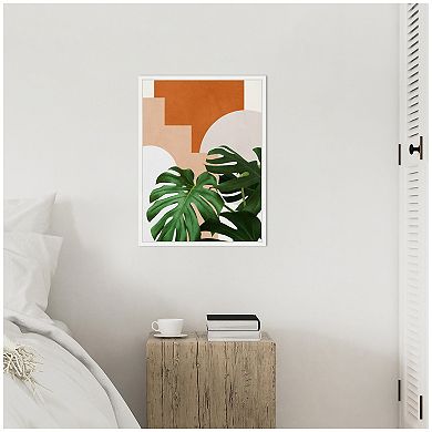 Sylvie Abstract Botanical 2 Leaves Framed Canvas by July Art Prints