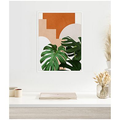 Sylvie Abstract Botanical 2 Leaves Framed Canvas by July Art Prints