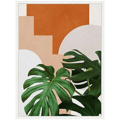 Sylvie Abstract Botanical 2 Leaves Framed Canvas by July Art Prints