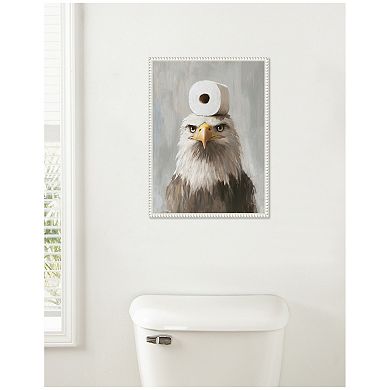 Sylvie Toilet Paper Roll on Bald Eagle Bathroom Art Framed Canvas by The Creative Bunch Studio