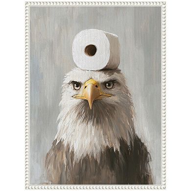 Sylvie Toilet Paper Roll on Bald Eagle Bathroom Art Framed Canvas by The Creative Bunch Studio