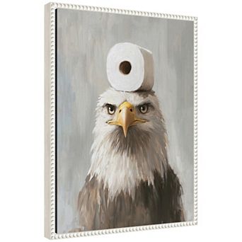 Sylvie Toilet Paper Roll on Bald Eagle Bathroom Art Framed Canvas by The Creative Bunch Studio