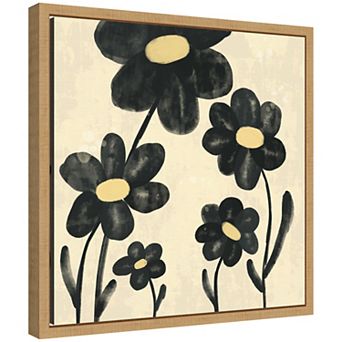 Sylvie Black Flowers Framed Canvas by Carrie Cantwell