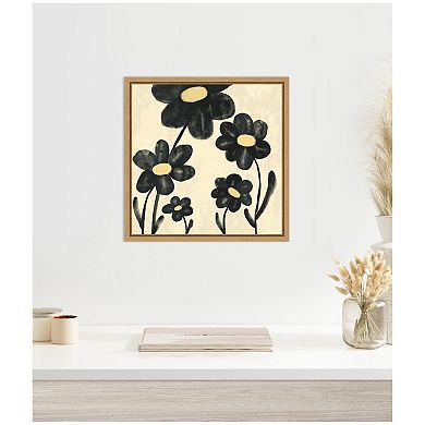 Sylvie Black Flowers Framed Canvas by Carrie Cantwell