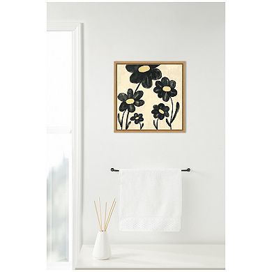 Sylvie Black Flowers Framed Canvas by Carrie Cantwell