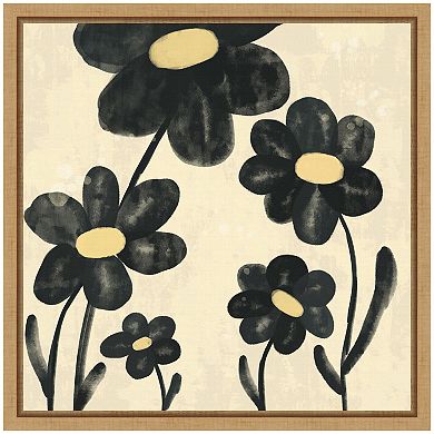 Sylvie Black Flowers Framed Canvas by Carrie Cantwell