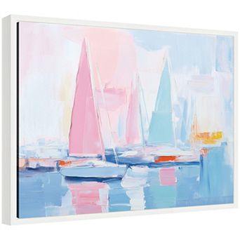 Sylvie Abstract Sailboat Harbor Framed Canvas by The Creative Bunch Studio