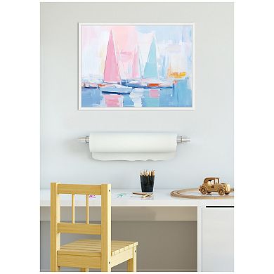 Sylvie Abstract Sailboat Harbor Framed Canvas by The Creative Bunch Studio
