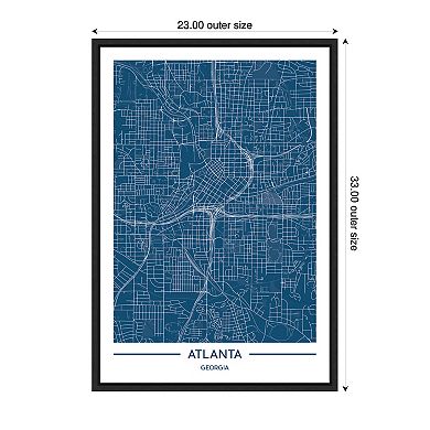 Sylvie Atlanta Map Regal Blue Framed Canvas by Jake Goossen