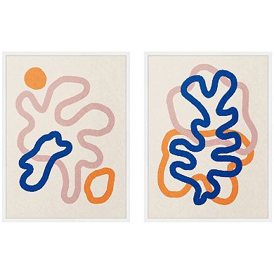 Sylvie Abstract Line Art 1 and 2 Framed Canvas Art Set by July Art Prints