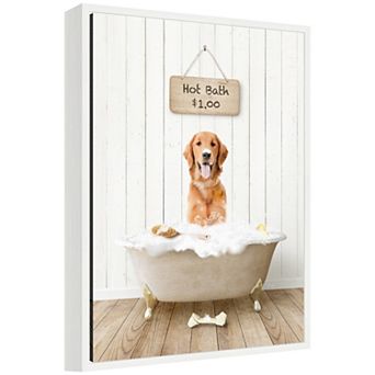Sylvie Amber Retriever in Farmhouse Hot Bath Framed Canvas by Amy Peterson