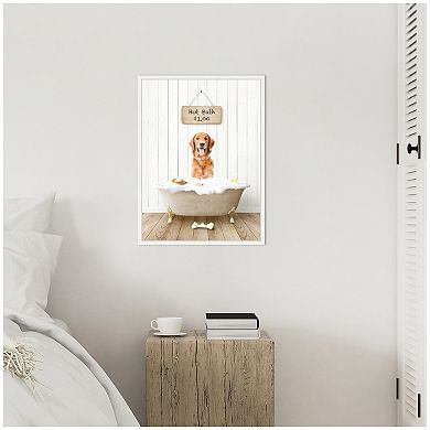 Sylvie Amber Retriever in Farmhouse Hot Bath Framed Canvas by Amy Peterson
