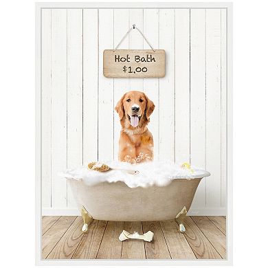 Sylvie Amber Retriever in Farmhouse Hot Bath Framed Canvas by Amy Peterson