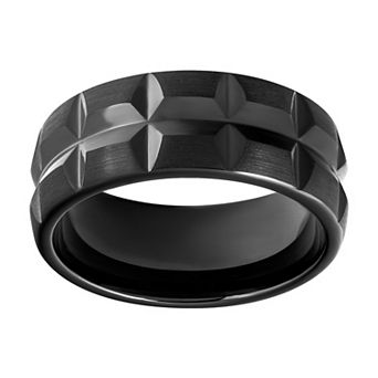 Men's Black Tungsten 9mm Faceted Comfort Fit Band