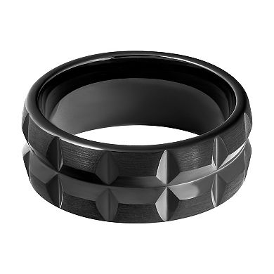 Men's Black Tungsten 9mm Faceted Comfort Fit Band