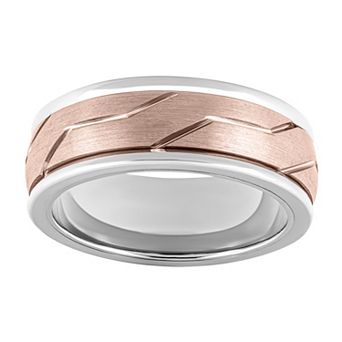 Men's White & Rose Tungsten 8mm Comfort Fit Band