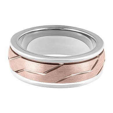 Men's White & Rose Tungsten 8mm Comfort Fit Band