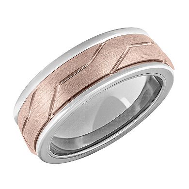 Men's White & Rose Tungsten 8mm Comfort Fit Band