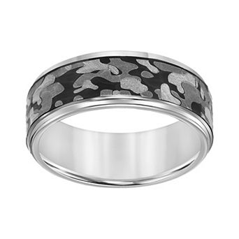 Men's Gray Tungsten Camouflage 8mm Comfort Fit Band