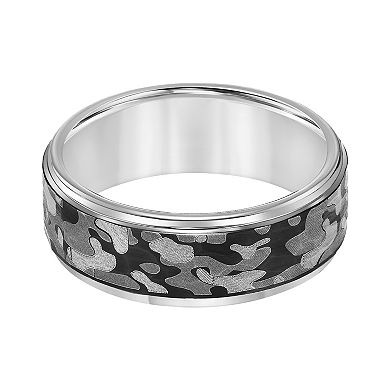 Men's Gray Tungsten Camouflage 8mm Comfort Fit Band