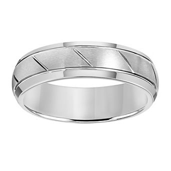 Men's Gray Tungsten 6mm Diagonal Carving Comfort Fit Band