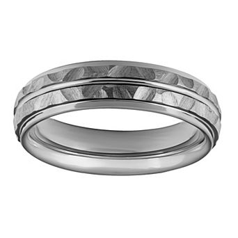 Men's Gray Tungsten 6mm Hammered Comfort Fit Band