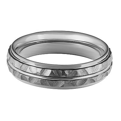 Men's Gray Tungsten 6mm Hammered Comfort Fit Band
