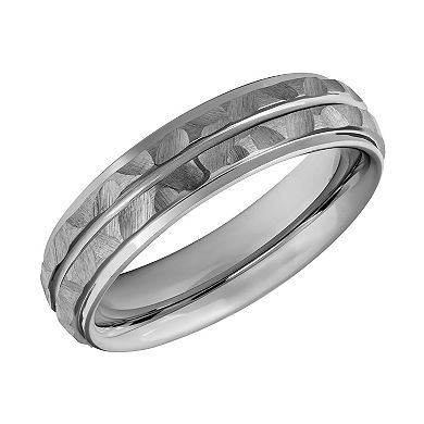 Men's Gray Tungsten 6mm Hammered Comfort Fit Band