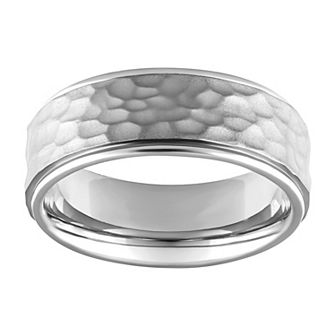 Men's Stainless Steel Hammered Comfort Fit Band